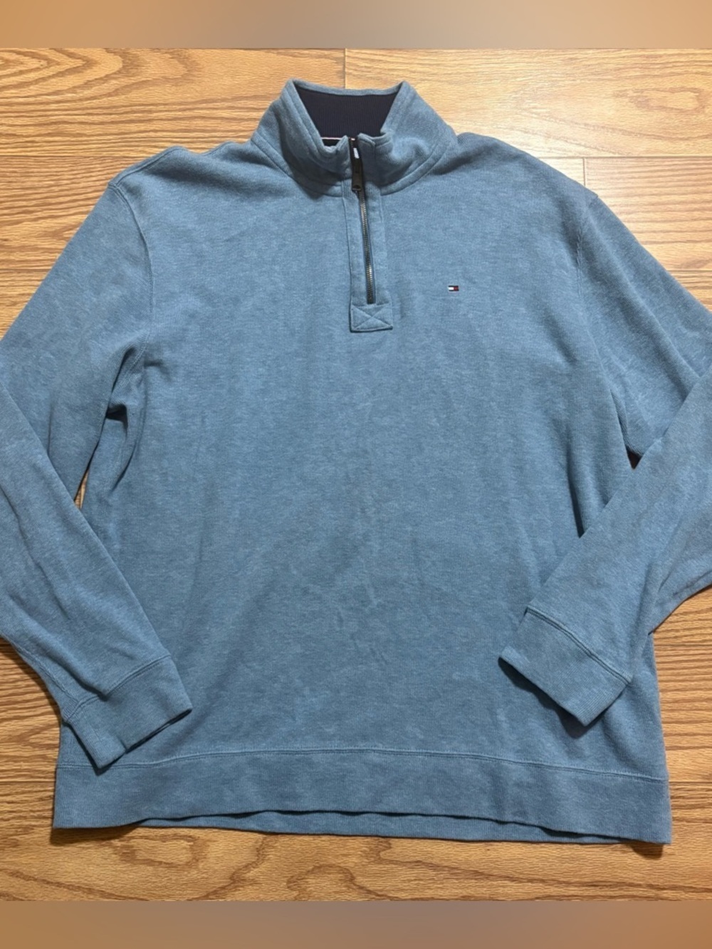 Tommy Hilfiger 1/4 Zip Pullover Sweatshirt Blue Preppy XXL Tall